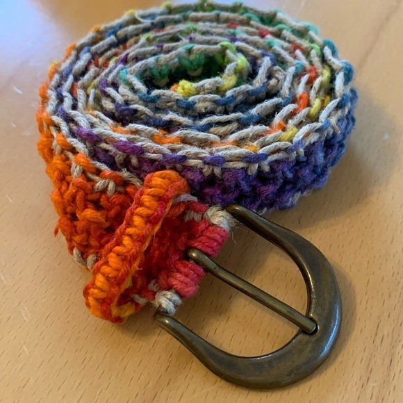 Simple Accessories - Simple Brand Hemp Rainbow Belt Boho Macrame Woven Women’s Belt by Simple Shoes